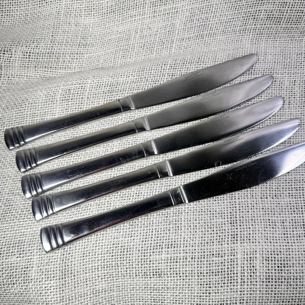 Cambridge Axis Stainless Knives‎ Set Of 5 Triple Band Pattern Flatware China